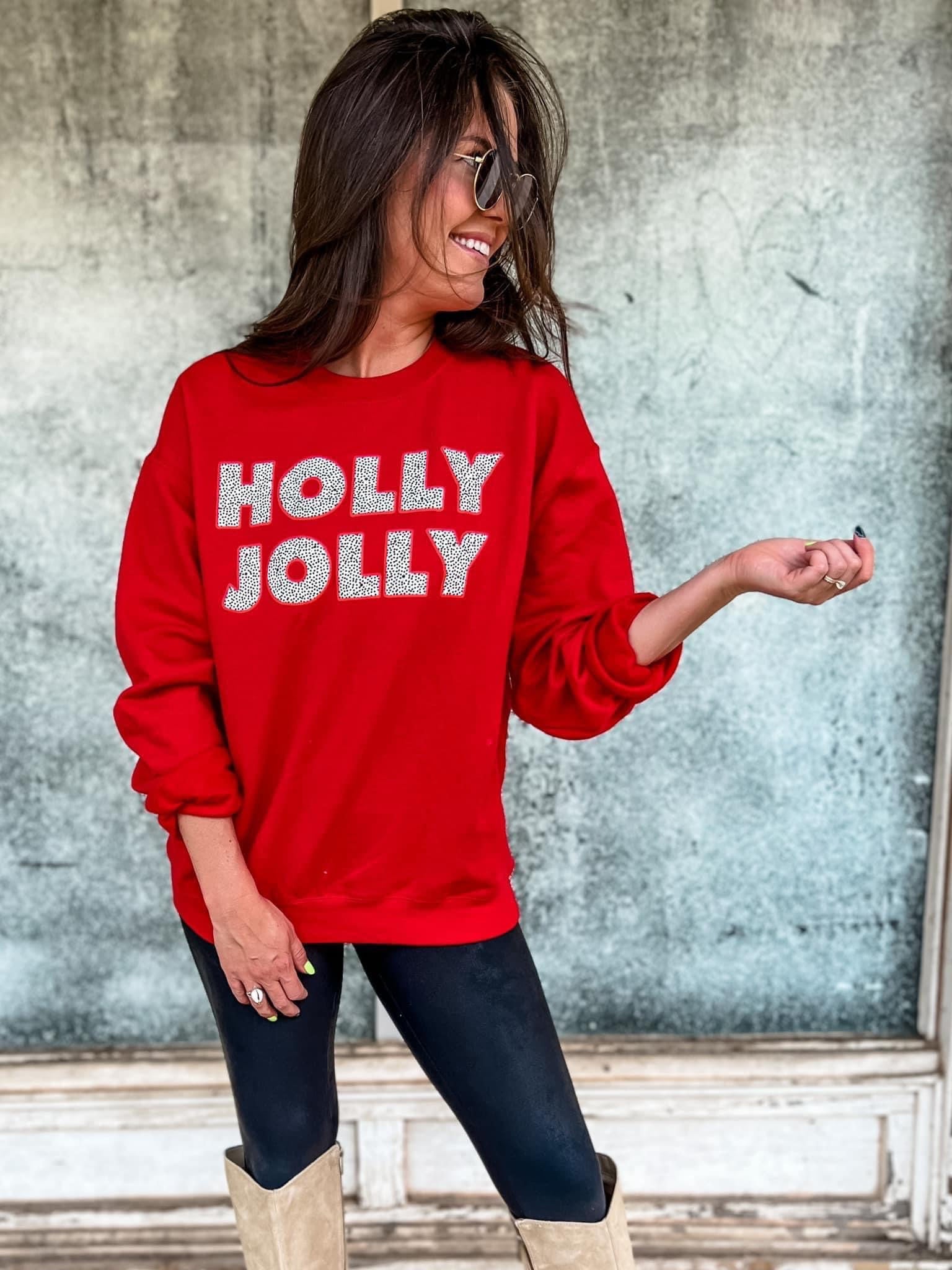 Holly jolly sweatshirt clearance
